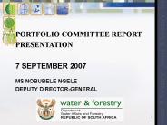 PORTFOLIO COMMITTEE REPORT