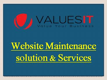 Website Maintenance solution & Services