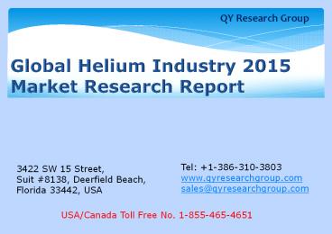 Global Helium Industry 2015 Market Research Report
