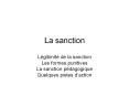 La sanction PowerPoint PPT Presentation