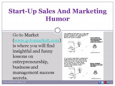 Start-Up Sales And Marketing Humor