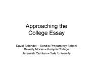 Approaching the College Essay