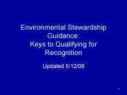 Environmental Stewardship Guidance: Keys to Qualifying for Recognition