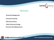 Online Documnt storage, Document Management,Data Entry Services-Contentconversions