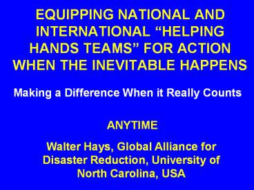 EQUIPPING NATIONAL AND INTERNATIONAL 