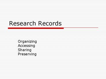 Research Records