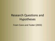 Research Questions and Hypotheses