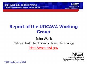 Report of the UOCAVA Working Group