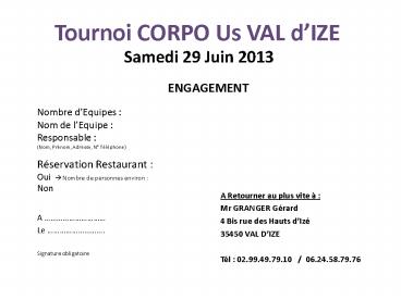 Tournoi CORPO Us VAL d