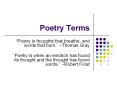 Poetry Terms PowerPoint PPT Presentation