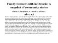 Family Dental Health in Ontario: A snapshot of community stories Lomotey, J., Hatzipantelis, M., Janzen, R., PowerPoint PPT Presentation