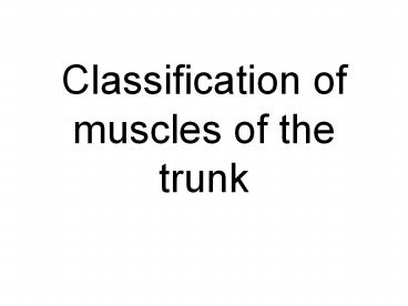 Classification of muscles of the trunk
