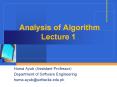 Analysis of Algorithm Lecture 1 PowerPoint PPT Presentation