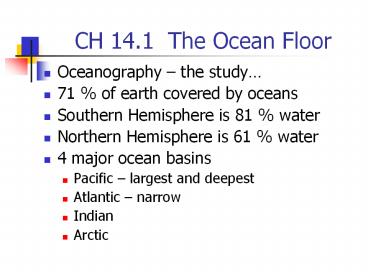 CH 14.1 The Ocean Floor