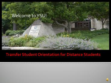 Transfer Student Orientation for Distance Students