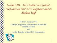 Section 5.04. The Health Care System