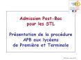 Admission Post-Bac pour les STL Pr PowerPoint PPT Presentation