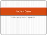 How Geography Affected Early Chinese