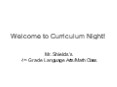 Welcome to Curriculum Night! PowerPoint PPT Presentation