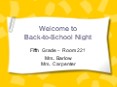 Welcome to Back-to-School Night PowerPoint PPT Presentation