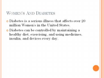 Women's Health And Diabetes