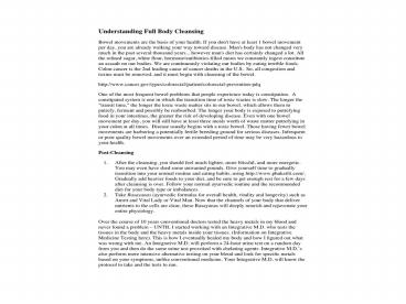 Understanding Full Body Cleansing