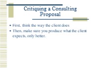 Critiquing a Consulting Proposal