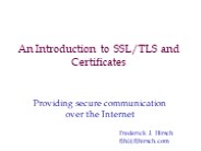An Introduction to SSL/TLS and Certificates