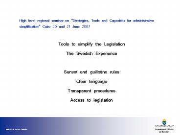 High level regional seminar on 