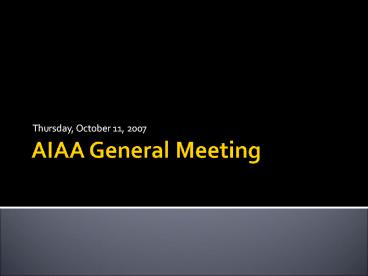 AIAA Fall Kickoff Meeting