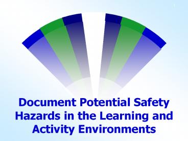Document Potential Safety Hazards in the Learning and Activity Environments