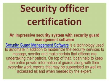 Security officer certification