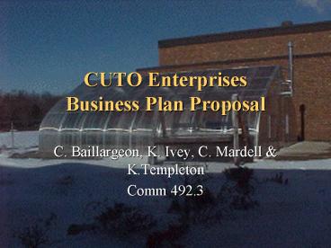 CUTO Enterprises Business Plan Proposal