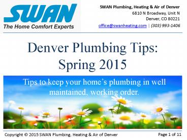 Denver Plumbing Tips: Spring 2015