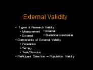 External Validity
