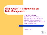 WDS-CODATA Partnership on Data Management