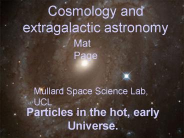 Cosmology and extragalactic astronomy