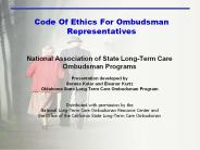 Code Of Ethics For Ombudsman Representatives