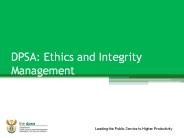 DPSA: Ethics and Integrity Management