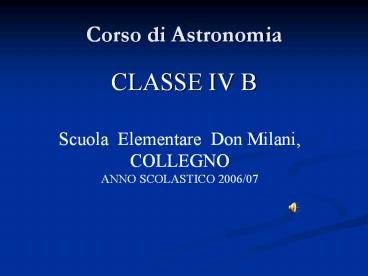 Corso di Astronomia
