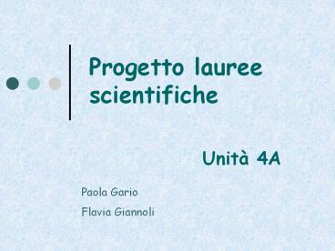 Progetto lauree scientifiche