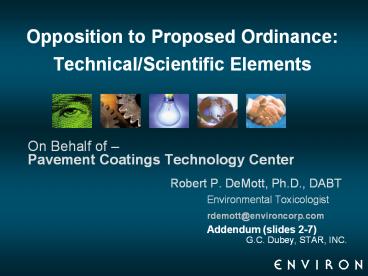 Opposition to Proposed Ordinance: Technical/Scientific Elements