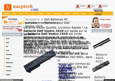 Batterie Ordinateur Portable Dell Vostro 1510