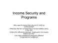 Income Security and Programs PowerPoint PPT Presentation