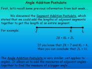 Angle Addition Postulate