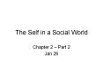 The Self in a Social World PowerPoint PPT Presentation