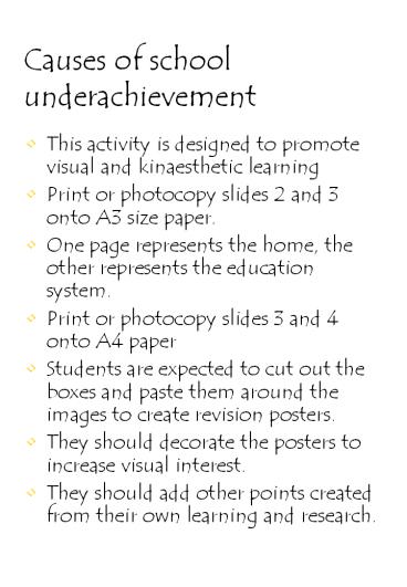 Causes of school underachievement