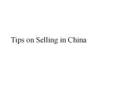 Tips on Selling in China