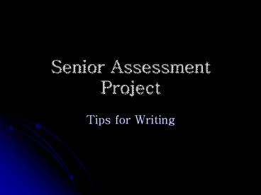 Senior Assessment Project