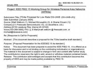 Low Rate UWB for TG4a